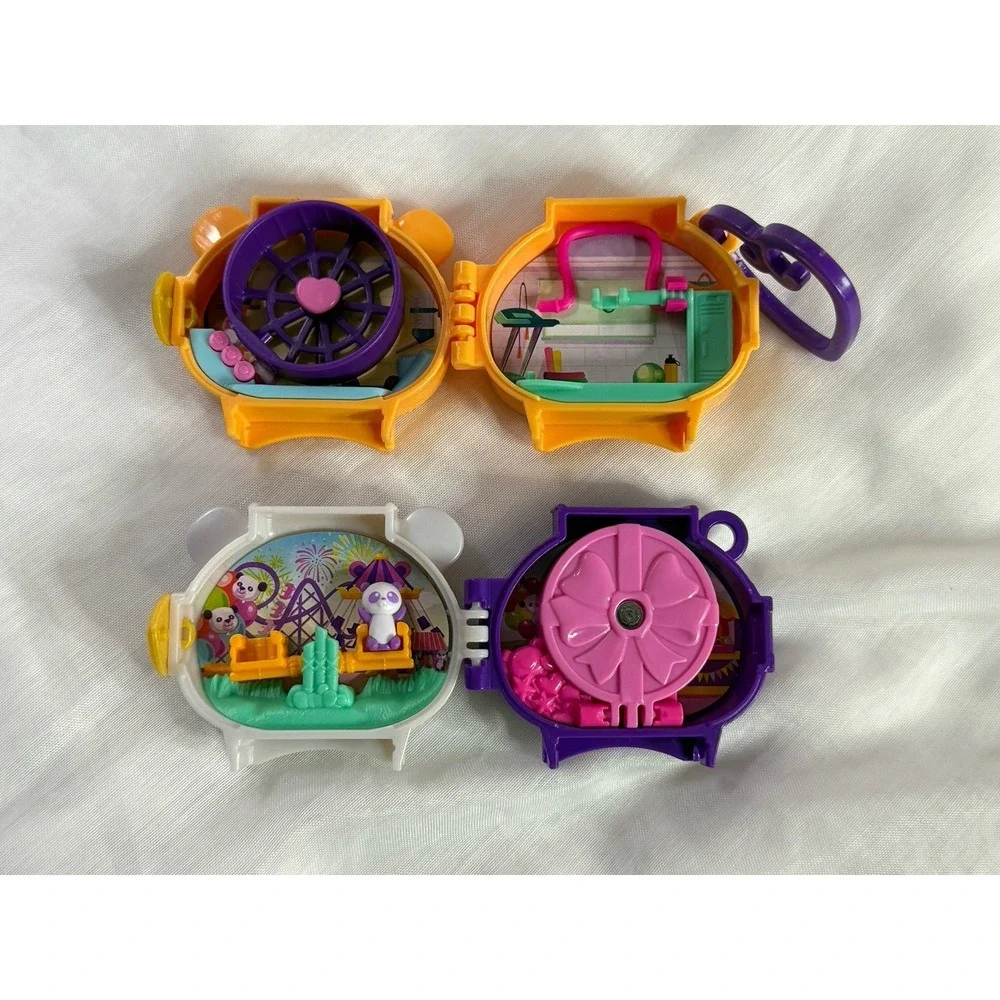 Lot Of 2 Polly Pocket Pet Connects Panda And Hamster Compact Playset 2021